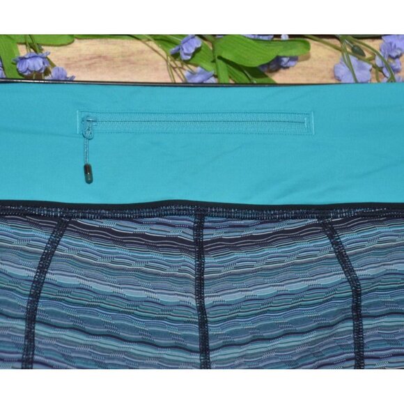 Lululemon Pace Rival Blue Space Dye Pull On Workout Athletic Crop Legging Size 6 - Picture 8 of 10